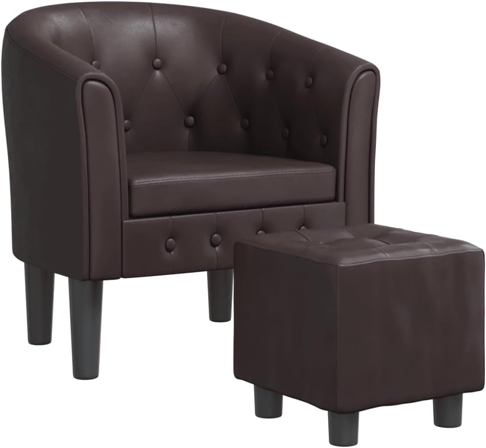 VidaXL Heritage Brown Leather Footstool
