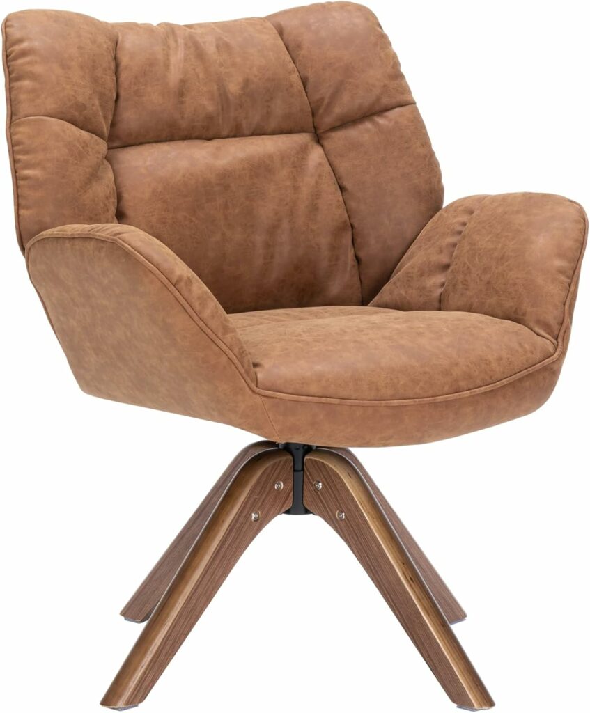 LVVEZin Faux Leather Armchair – Vintage Flair for Modern Spaces