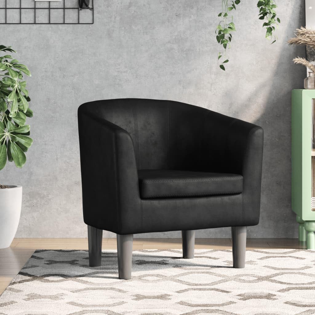 vidaXL Modern Black Leather Chair