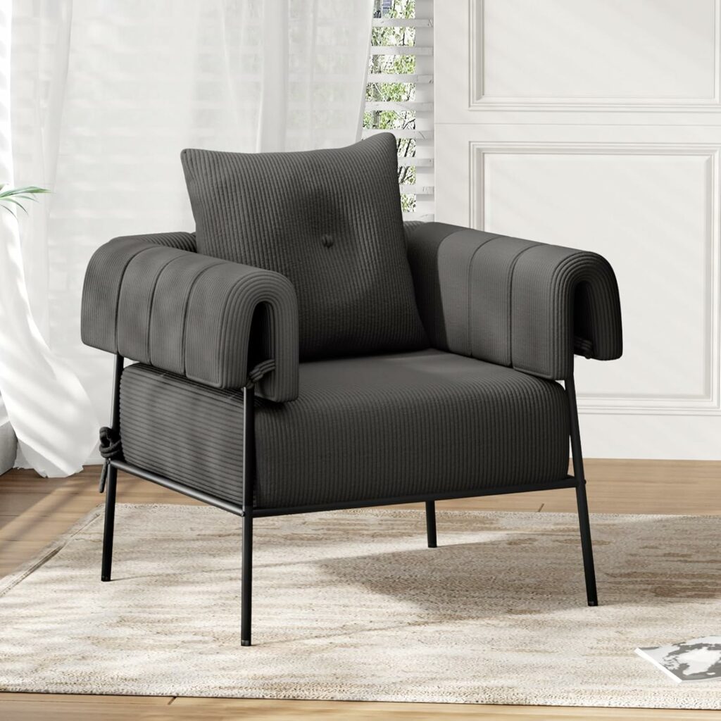 Furniliving Modern Chairs for Bedroom with Pillow Lounge Chair Reading