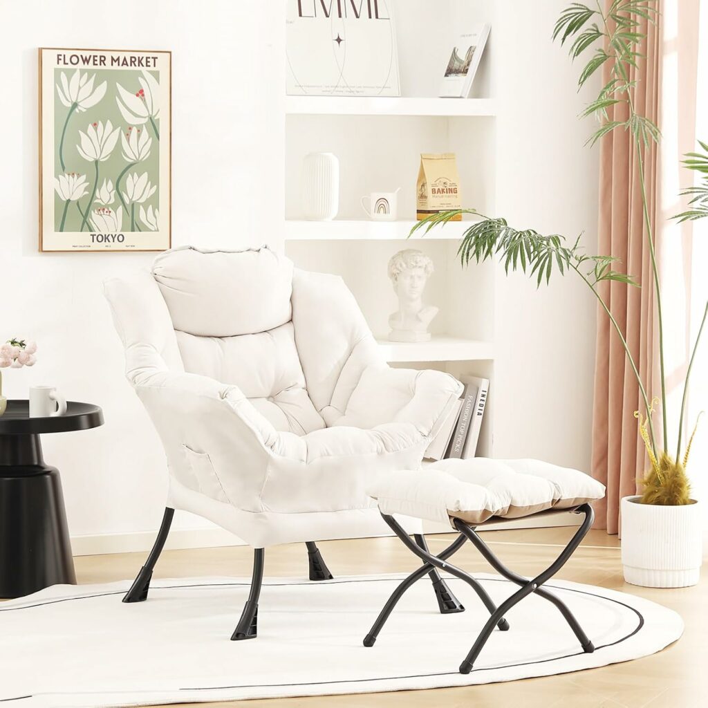 Welnow Armchair with Footrest & Upholstered Finish