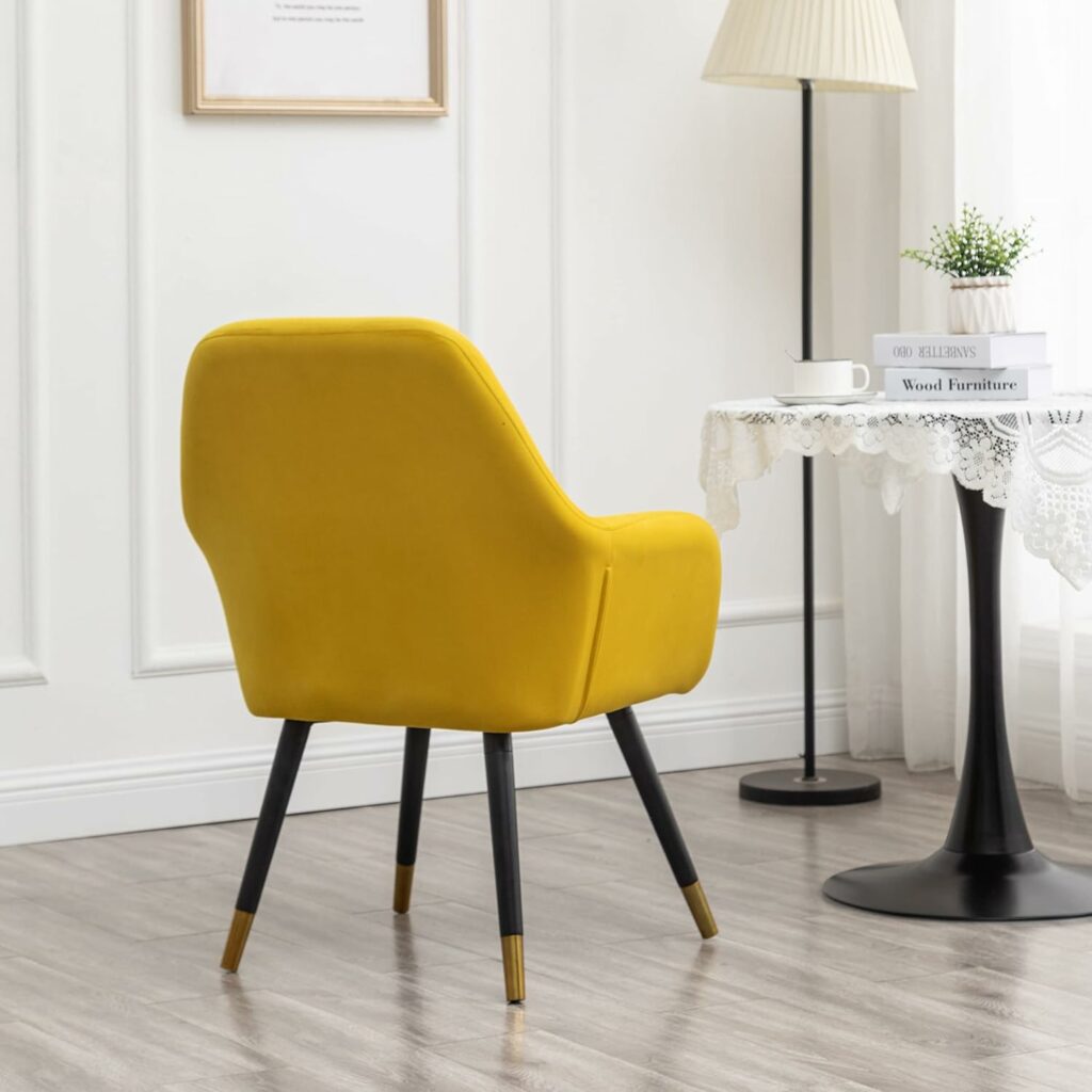 Roundhill Furniture Tuchico Contemporary Velvet Upholstered Accent Chair, Yellow