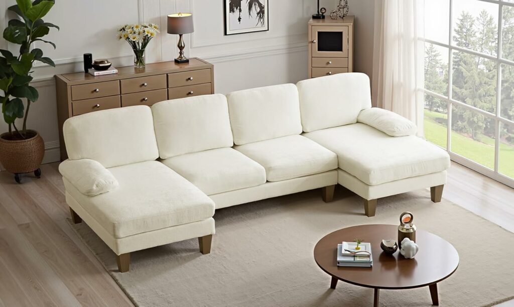 VINGLI 110" U-Shaped Sectional Sofa with Double Chaise