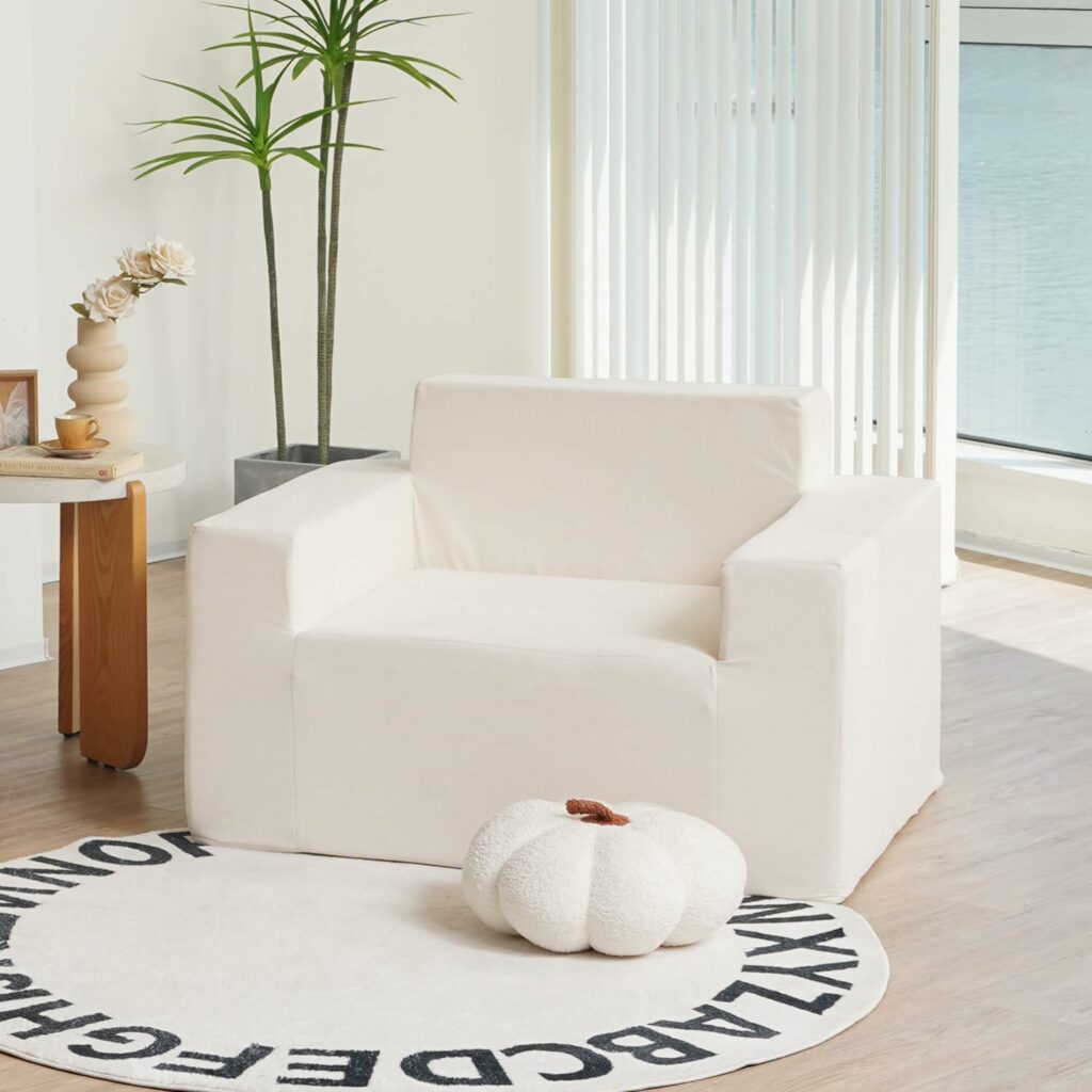 Great Livingroom Bedroom Ivory Single Sofa Chair