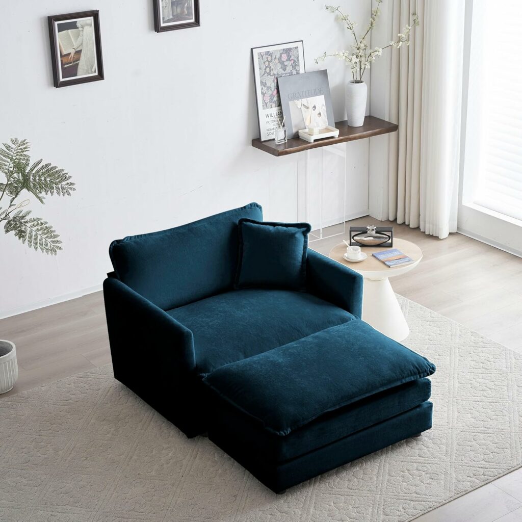 Eafurn Accent Chair with Movable Ottoman
