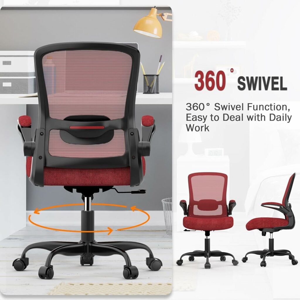 Mimoglad Office Chair, Ergonomic Desk Chair with Adjustable Lumbar Support, High Back Mesh Computer Chair with Flip-up Armrests-BIFMA Passed Task Chairs, Executive Chair for Home Office