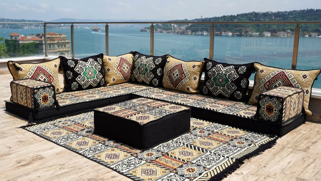 Modular Sectional Floor Sofa Set with Ottoman