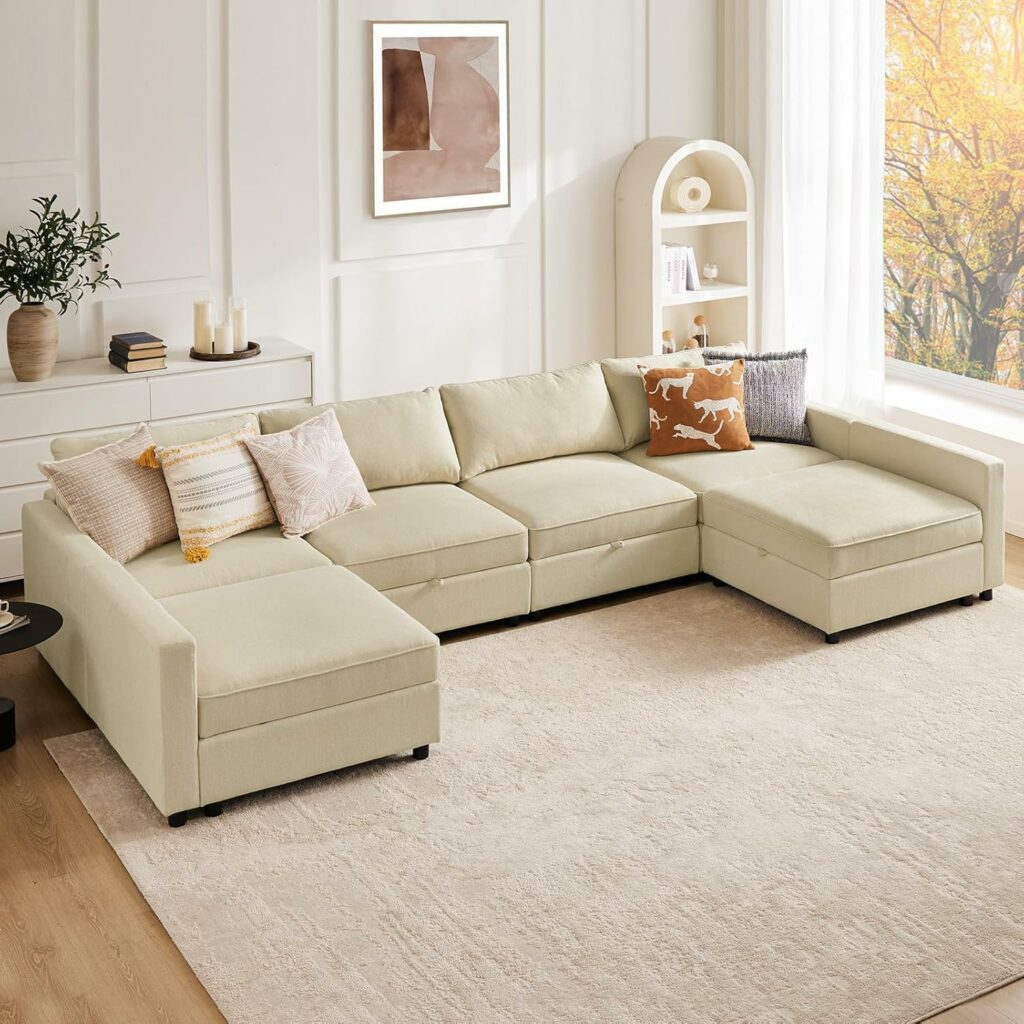 Sweetcrispy Convertible U-Shaped Sectional Sofa