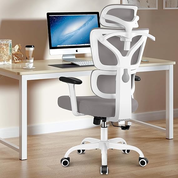 Office Desk Chair - Ergonomic High Back Reclining Gaming Chair with Breathable Mesh, Lumbar Support, Adjustable Armrests (Big and Tall - Orange)