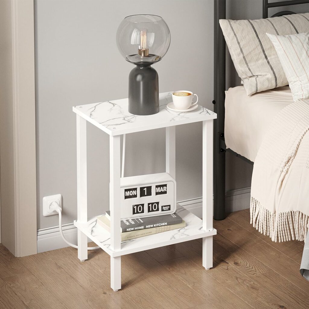 TUTOTAK End Table, Set of 2, Side Table, Nightstand, 2-Tier Storage Shelf, Sofa Table for Small Space, Living Room, Bed Room TB01BMW035