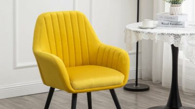 Roundhill Furniture Tuchico Contemporary Velvet Upholstered Accent Chair, Yellow