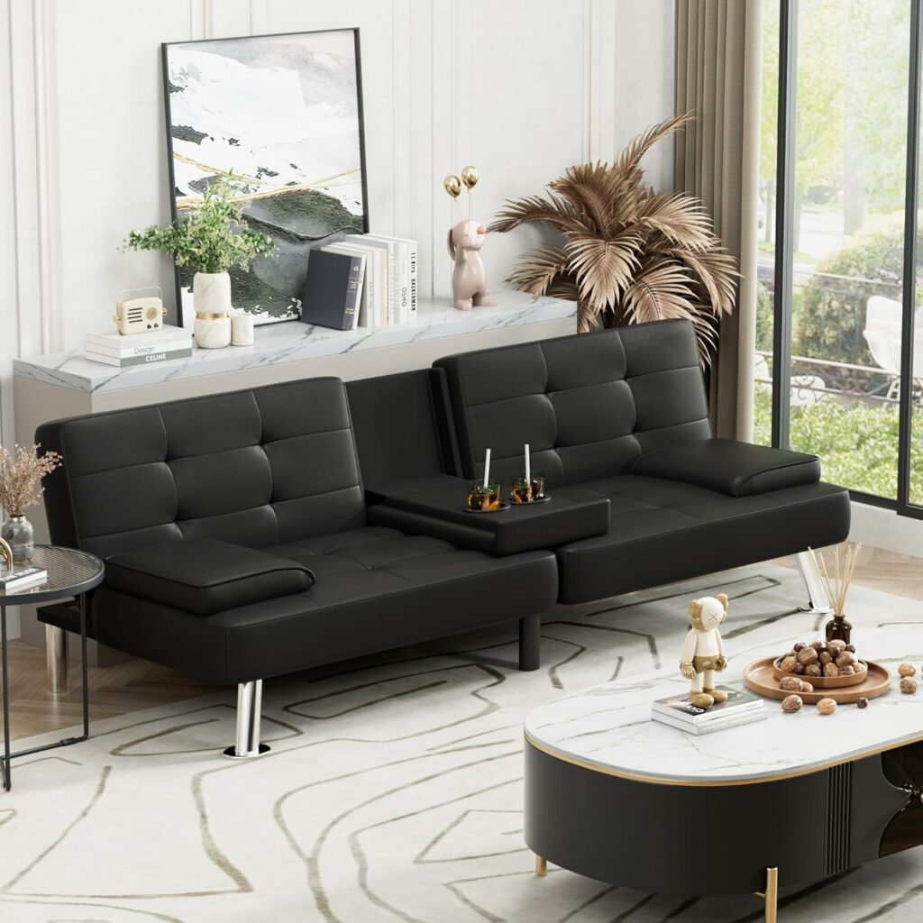 Homall Convertible Sofa Bed with Removable Armrests