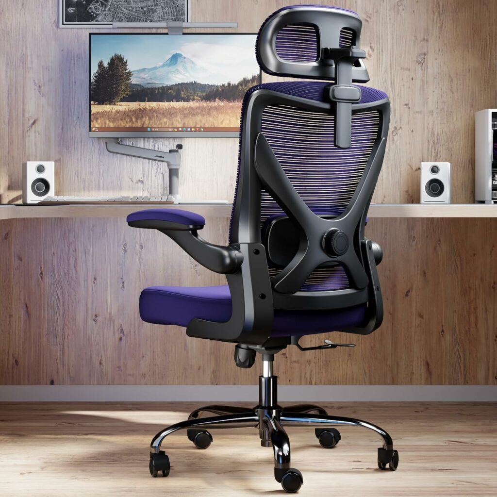 Ergonomic Office Chair - X-Shaped Computer Desk Chair Comfy, Gaming Chair, Office Chair with Lumbar Support, Mesh Office Chairs with Headrests, Desk Chair for Long Hours(White-Orange)