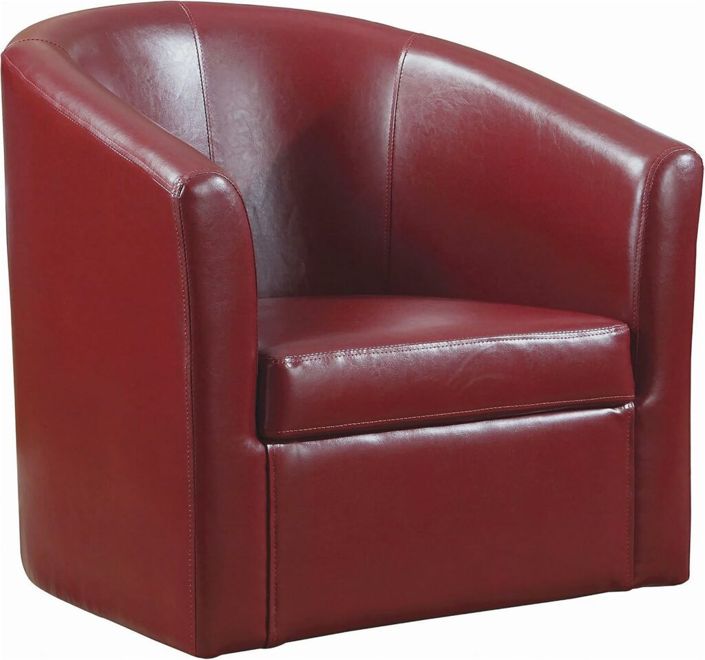 Coaster Home Furnishings - Turner - Leatherette Upholstered Barrel-Back Swivel Chairs with Faux Leather, Foam Cushion and Swivel Base - Living Room Chair - Red - 902099