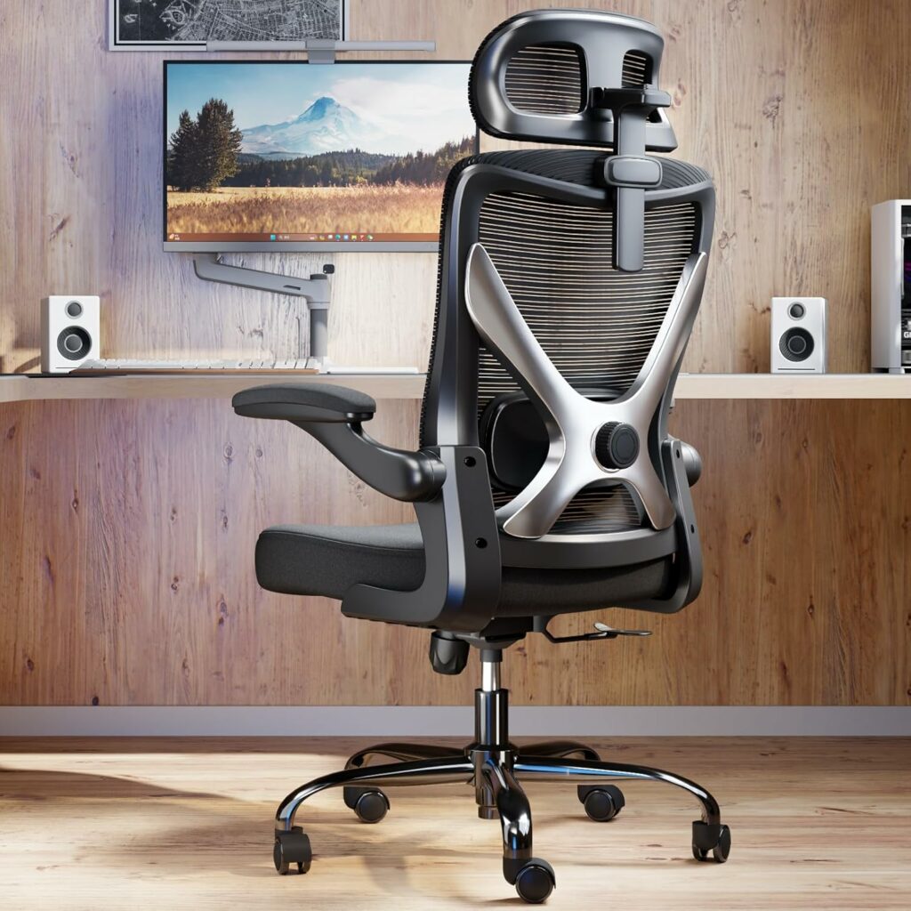 Ergonomic Office Chair - X-Shaped Computer Desk Chair Comfy, Gaming Chair, Office Chair with Lumbar Support, Mesh Office Chairs with Headrests, Desk Chair for Long Hours(White-Orange)