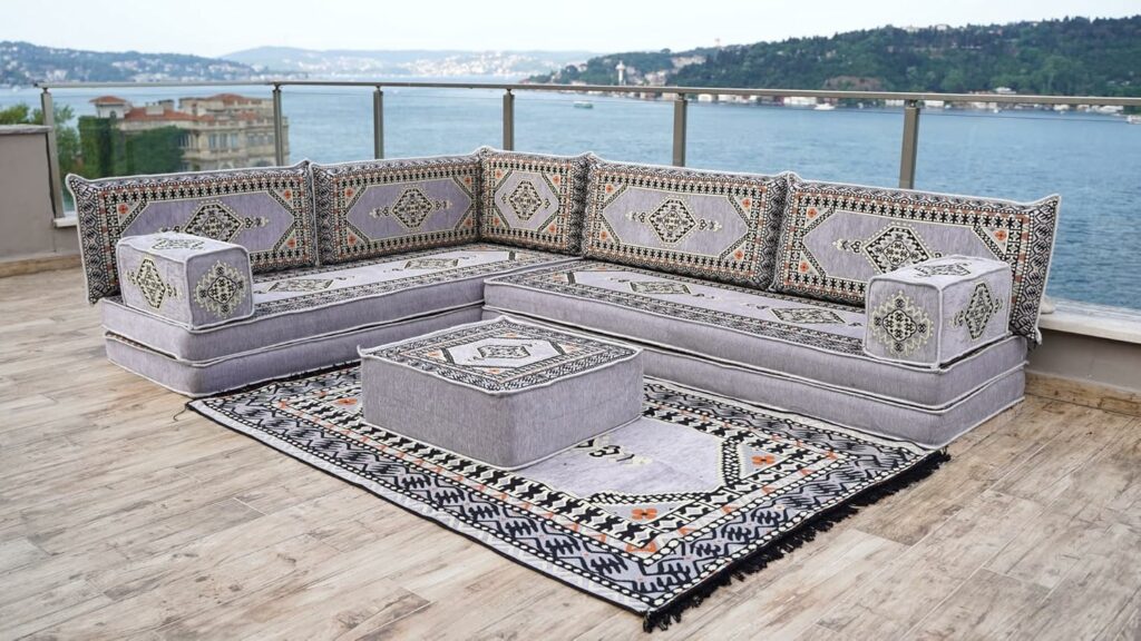 U-Shaped Arabic Ottoman with Turkish Patterns