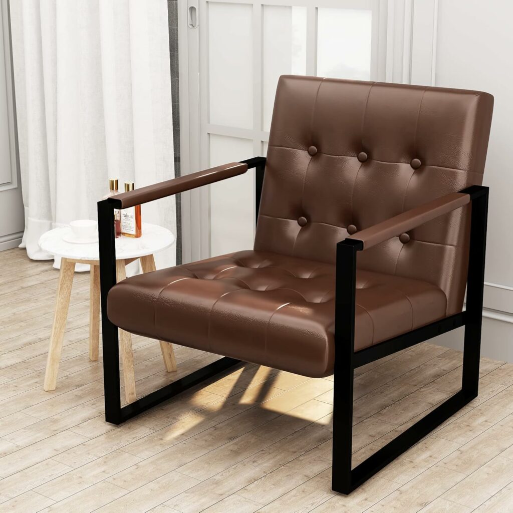 AWQM Faux Leather Accent Chair – Bold Brown Aesthetic