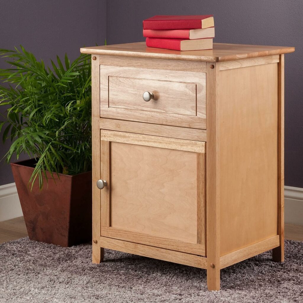Winsome 25 x 18.9 x 14.96-Inch Composite Wood End/Night Table with Satine Nickel Knob, Natural (81115)