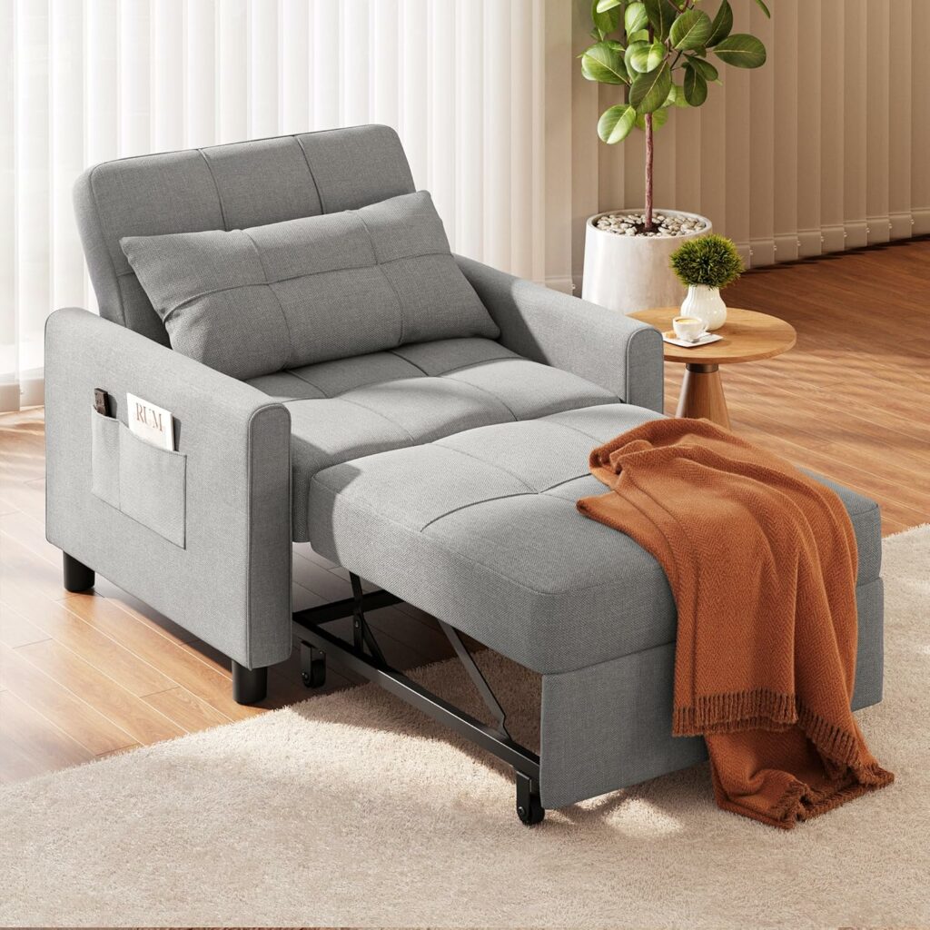 Convertible Futon Sleeper Sofa with Adjustable Backrest