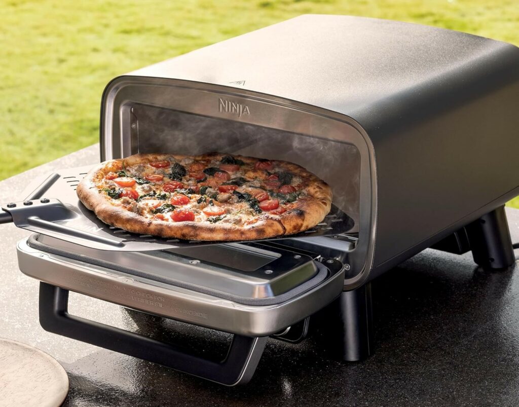 Ninja Artisan 12-inch Outdoor Pizza Oven, 3-minute Pizza, Neapolitan, Thin Crust, New York Chicago, Custom, 700F Max Temperature, Electric Heat, Bake, Broil, Proof, Warm, MO201