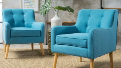 Christopher Knight Home Felicity Mid-Century Fabric Arm Chairs, 2-Pcs Set, Teal