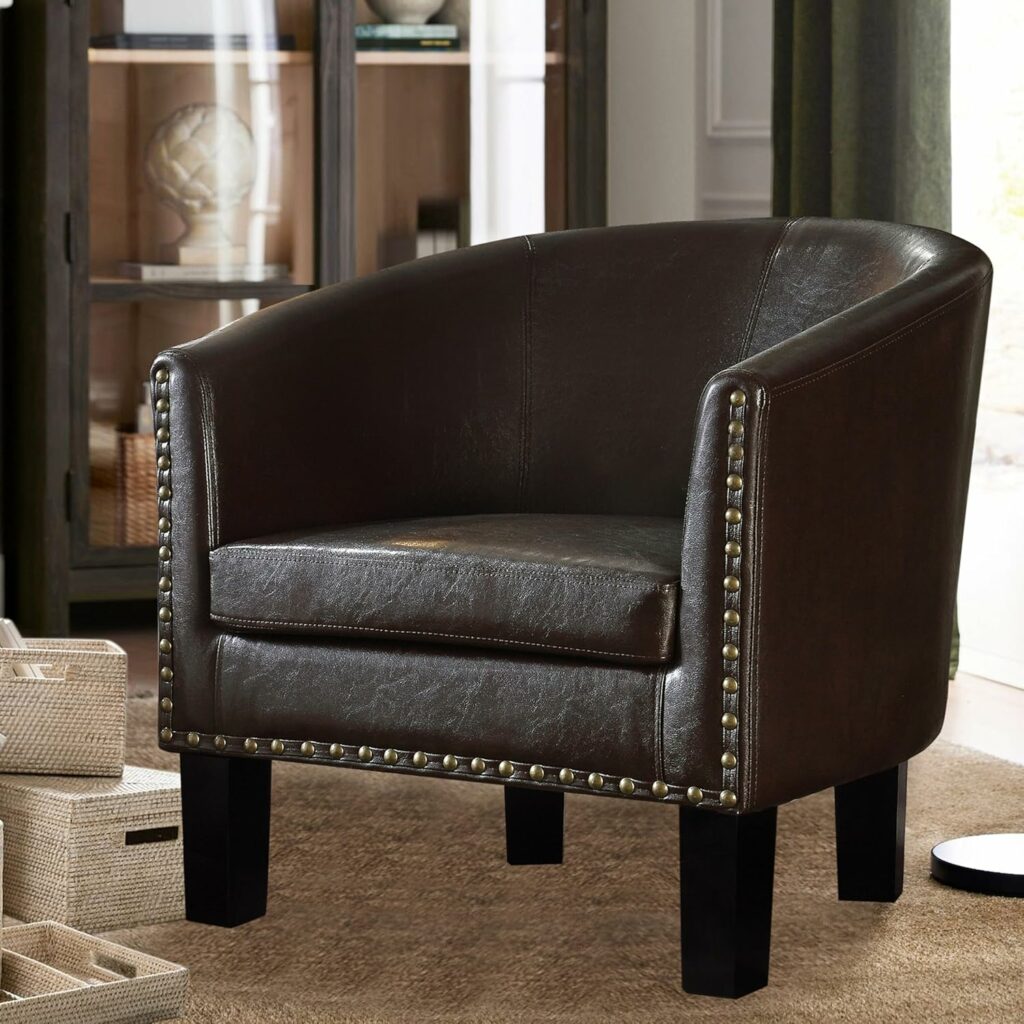 Rosevera Duilio Leather Barrel Chair