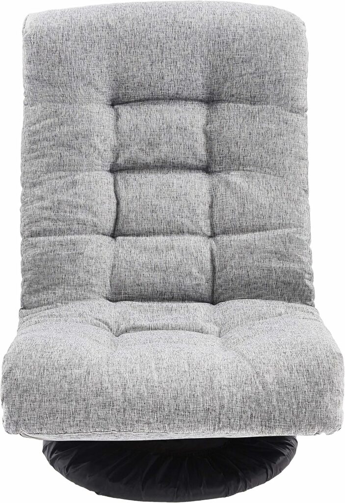Amazon Basics Swivel Foam Lounge Chair with Headrest, Floor-Compatible, Adjustable, Gaming, 26.3D x 23.5W x 13.7H in, Grey