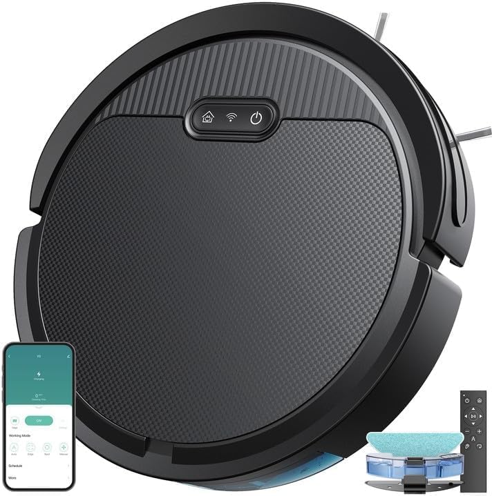 V3 Robot Vacuum 3 in 1 Robot Vacuum Cleaner, Self-Charging, 120 Min Runtime, 5000Pa, 2.99" Thin, Support 2.4GWifi/ Alexa/App, for Pet Hair,Carpet,Hard Floor