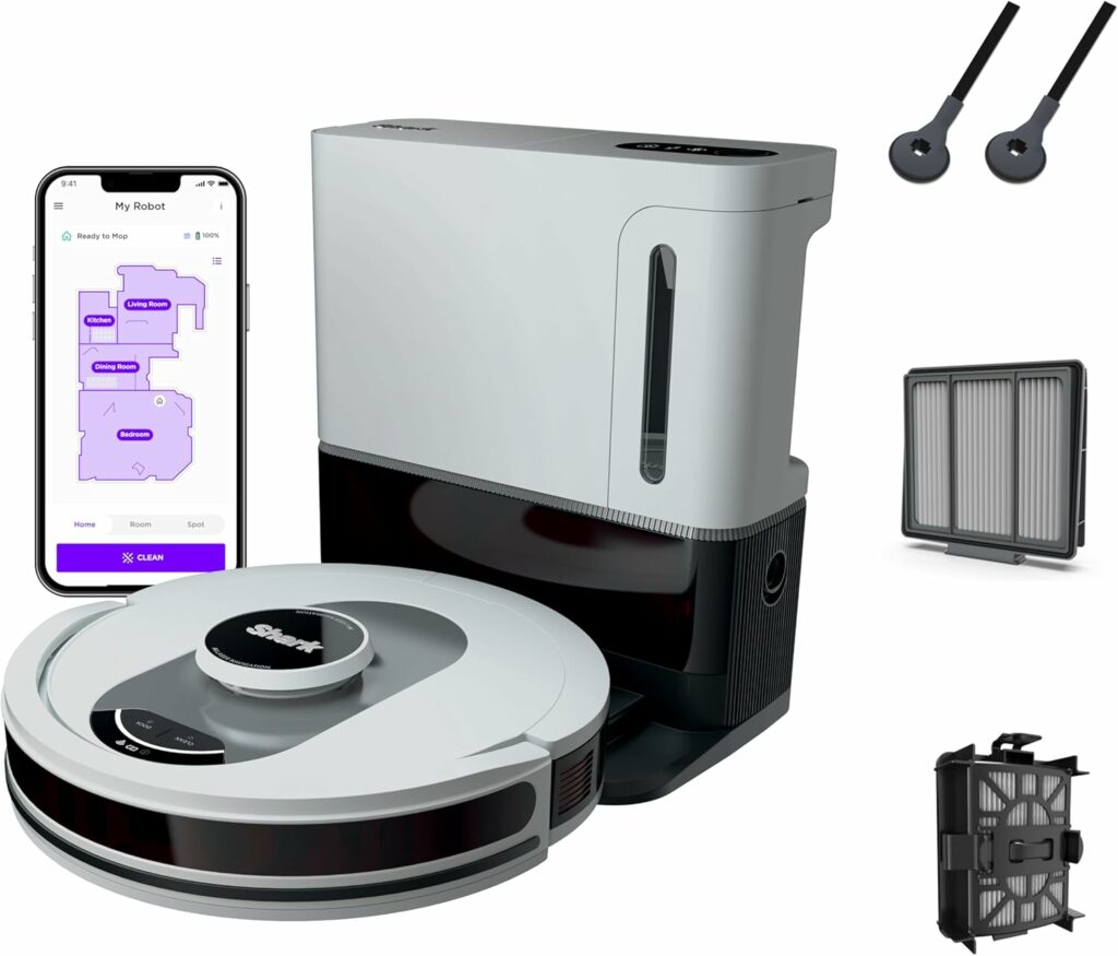Shark AI Ultra Voice Control Robot Vacuum with Matrix Clean Navigation, Home Mapping, 60-Day Capacity, XL Self-Empty Base for Homes with Pets, Carpet & Hard Floors, Cool Grey